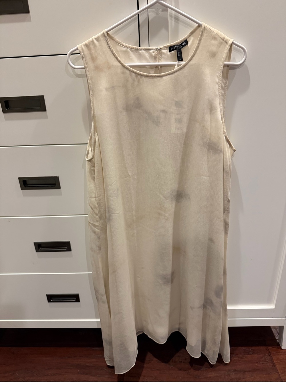 Eileen Fisher Sleeveless Cream Shift Dress